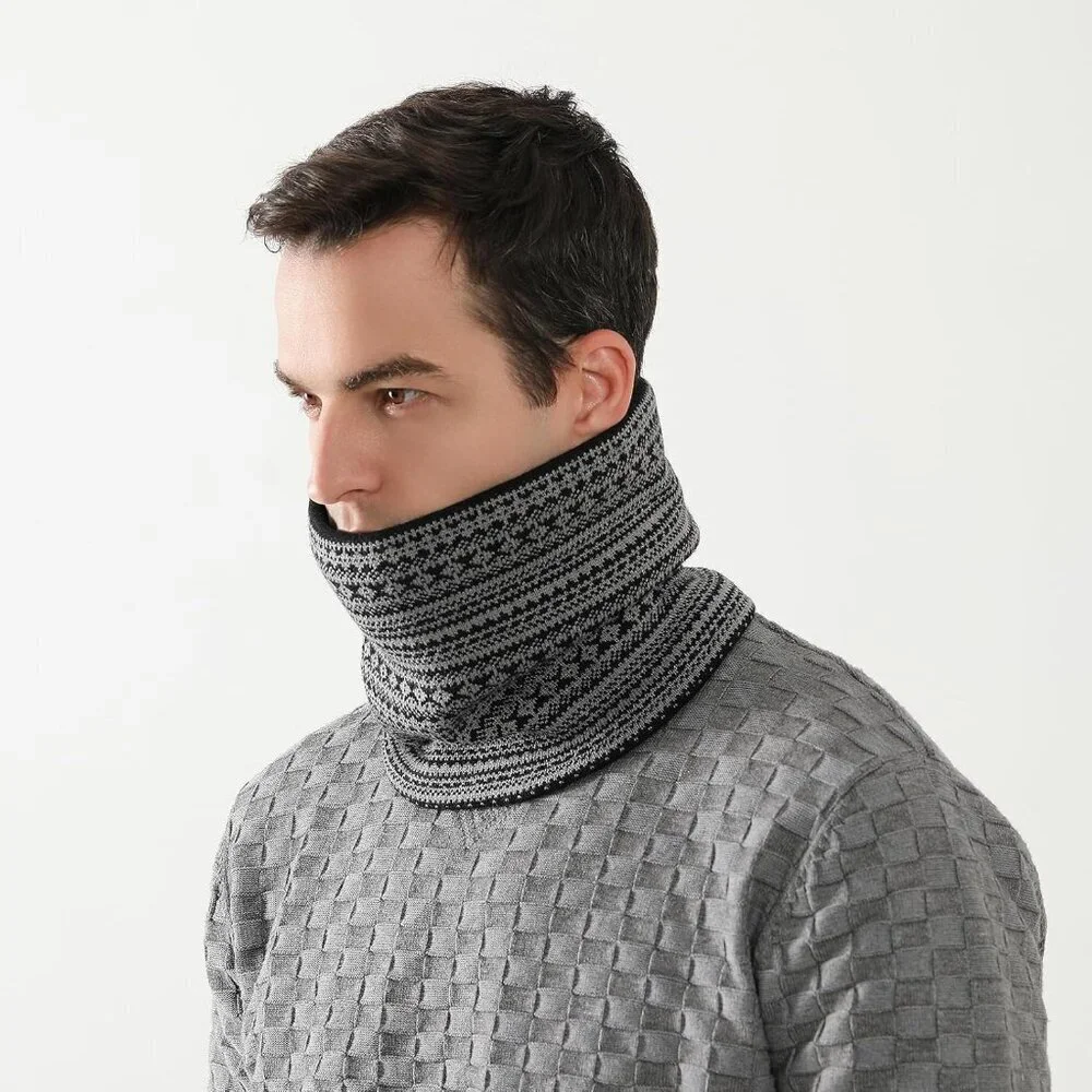 Men's Bohemian Black Winter Ski Neck Gaiter Face Scarf Fleece Windproof Scarves